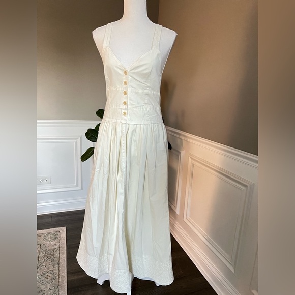 PROENZA SCHOULER WHITE LABEL Sleeveless Washed Cotton Midi Dress Off White 495$ - Picture 11 of 15